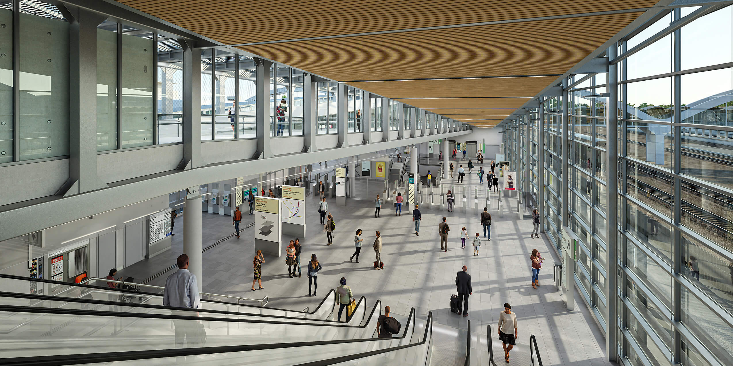 La gare de Massy-Palaiseau pour la ligne 18 mas-hall-haut