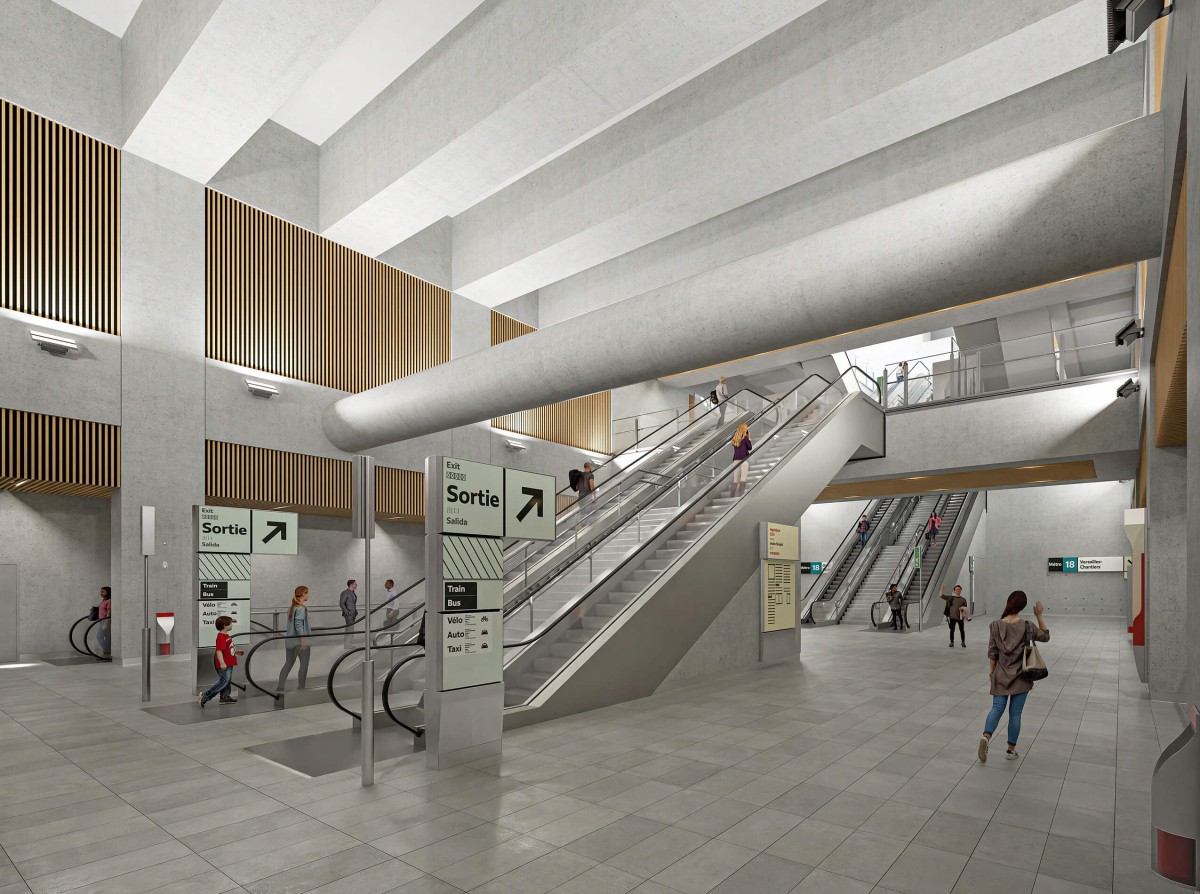 La gare de Massy-Palaiseau pour la ligne 18 mas-hall-bas