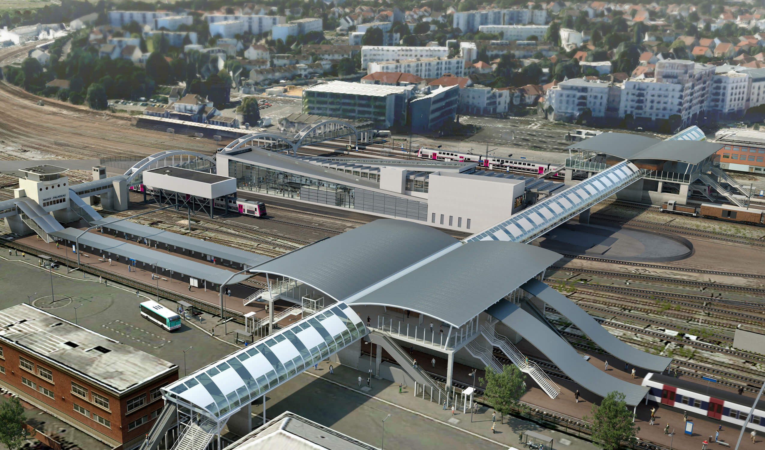 La gare de Massy-Palaiseau pour la ligne 18 mas-aerien